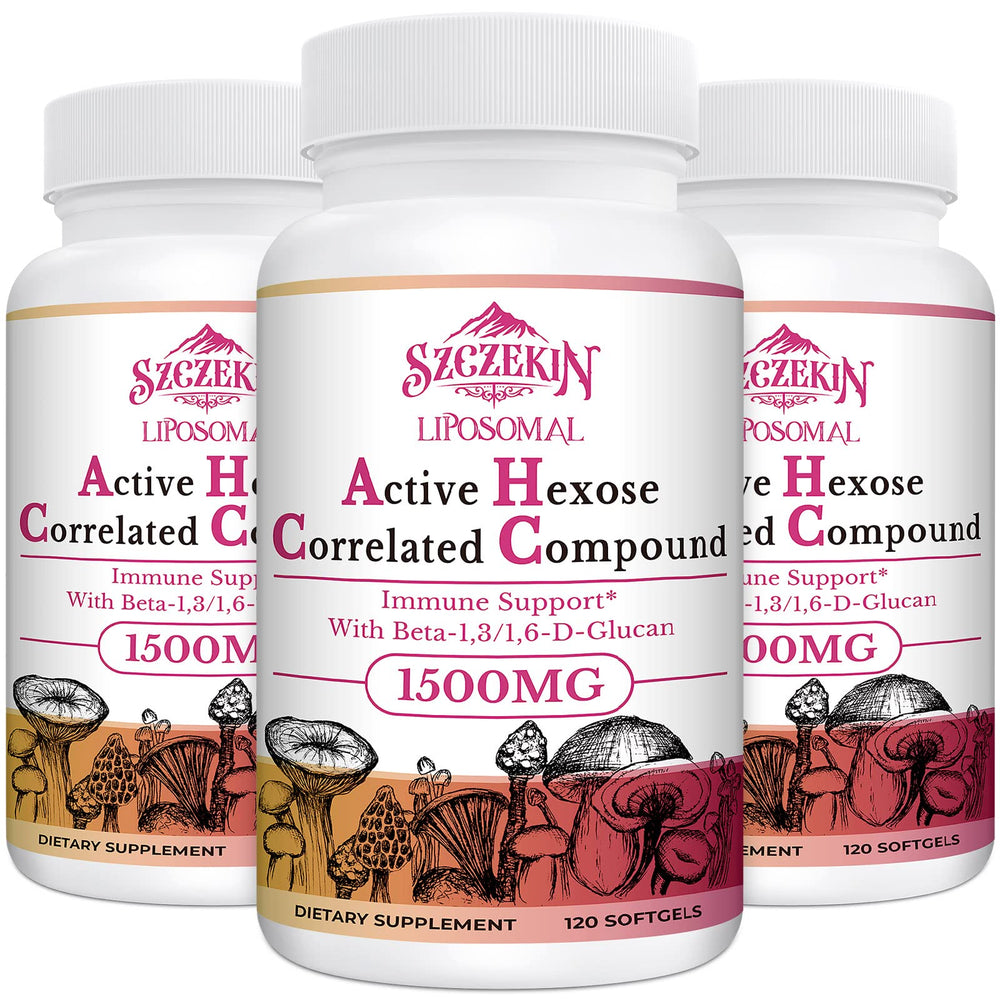 SZCZEKIN 1500mg Liposomal AHCC supplement bottle front view