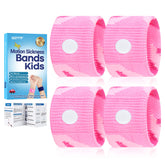 SZSTYYP motion sickness bands worn on a child's wrist for travel comfort.