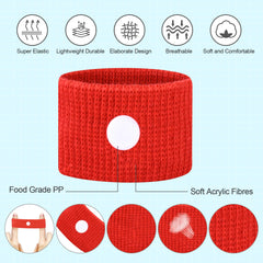 SZSTYYP motion sickness bands worn on a child's wrist during travel.