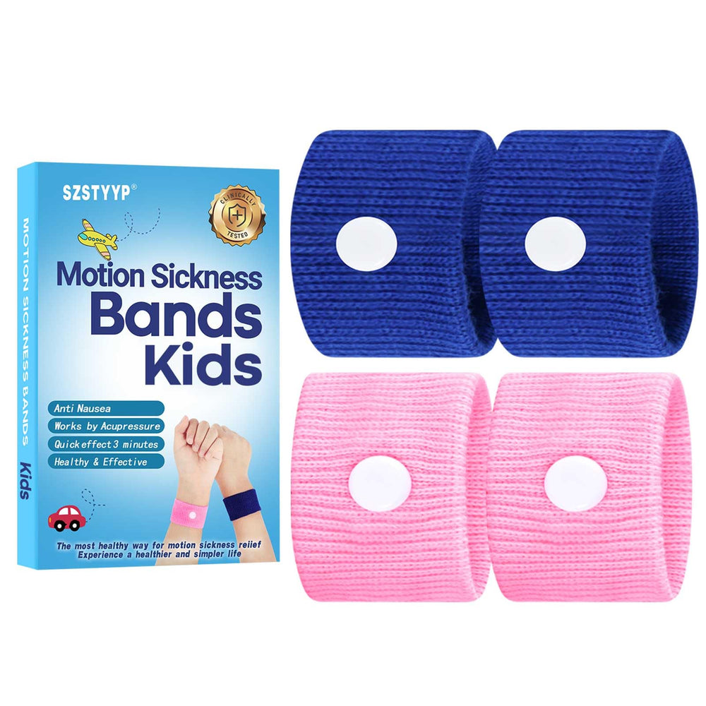 SZSTYYP motion sickness bands blue wristband helps reduce travel nausea for kids