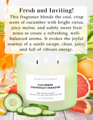 T&H Cucumber Grapefruit Paradise triple-wick burn highlights even fragrance