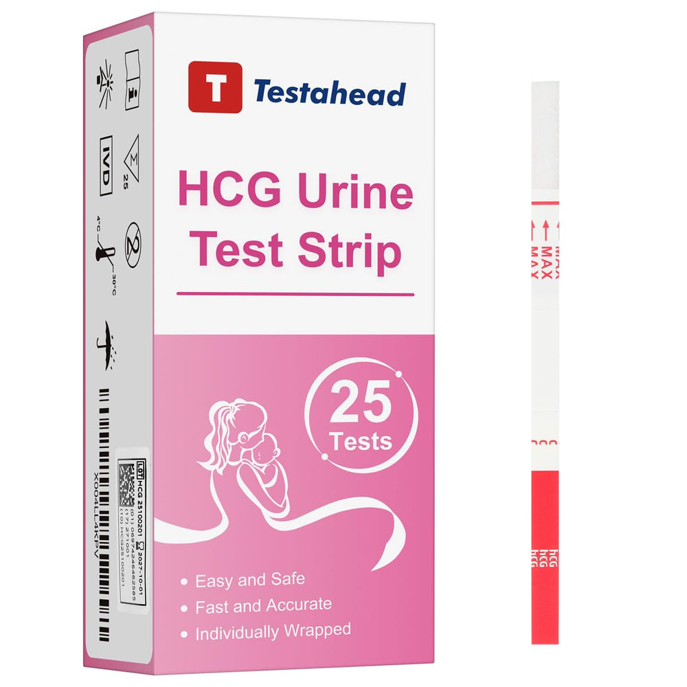 Packaging for T TESTAHEAD 25-count pregnancy test strips