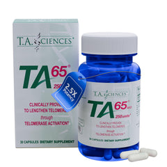 TA-65 telomere activation supplement bottle with 30 capsules