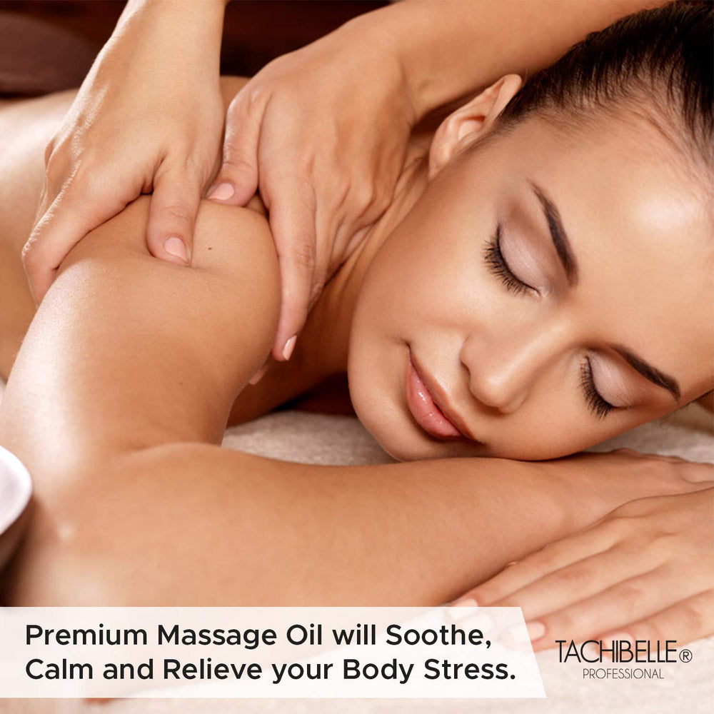 Hands applying Tachibelle massage oil with smooth glide