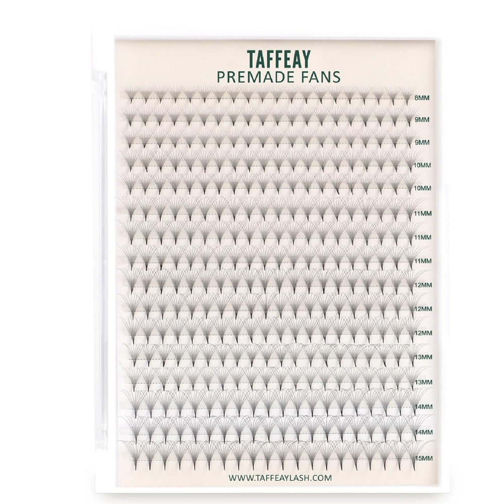 TAFFEAY premade fans eyelash extensions in 3D-24D curl for quick, salon-grade volume.
