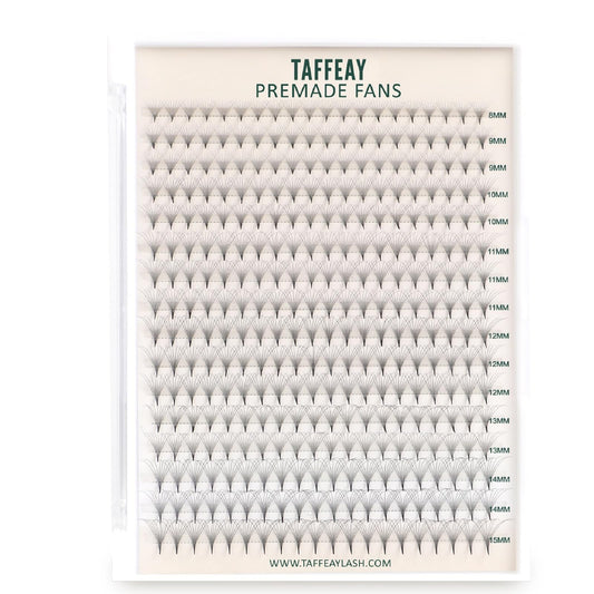 TAFFEAY premade fans eyelash extensions in 3D-24D curl for quick, salon-grade volume.