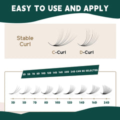 TAFFEAY premade fans with heat-bonded base for seamless lash blending.