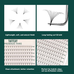 TAFFEAY premade fans made with Korean PBT silk for lightweight comfort.