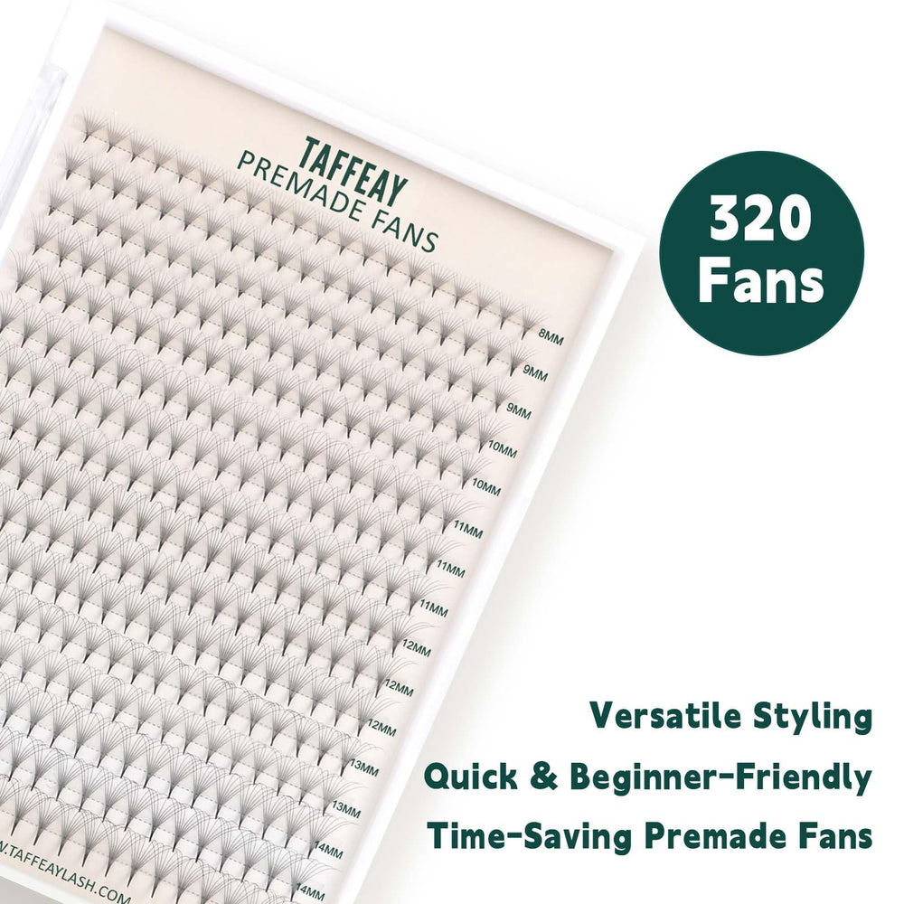 TAFFEAY premade fans deliver long-lasting curl and retention in volume sets.