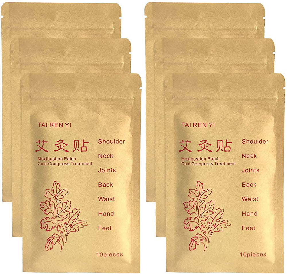 Front view of TAI REN YI 60pcs Moxibustion Patches, 7x10 cm