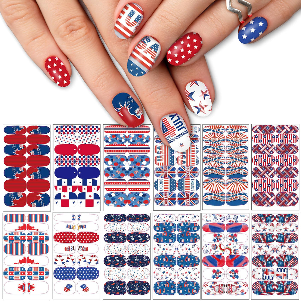 TailaiMei flag-design nail wraps for quick patriotic manicure