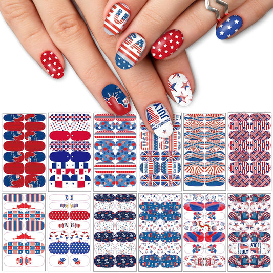 TailaiMei flag-design nail wraps for quick patriotic manicure