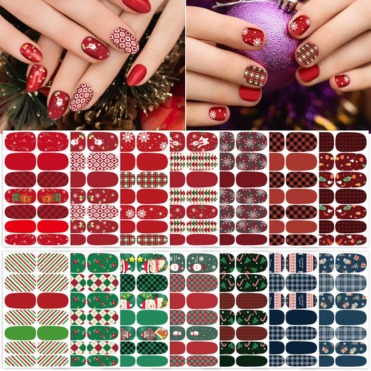 TailaiMei Christmas nail wraps collection with festive red-green designs for quick party-ready nails.