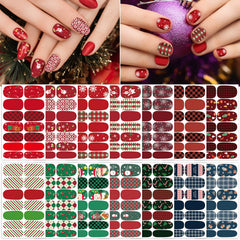 TailaiMei Christmas nail wraps collection with festive red-green designs for quick party-ready nails.