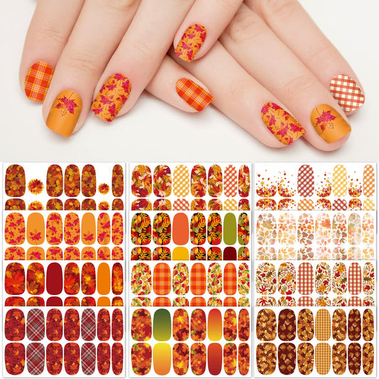 TailaiMei fall leaves design nail wrap; easy autumn manicure with leaf patterns.