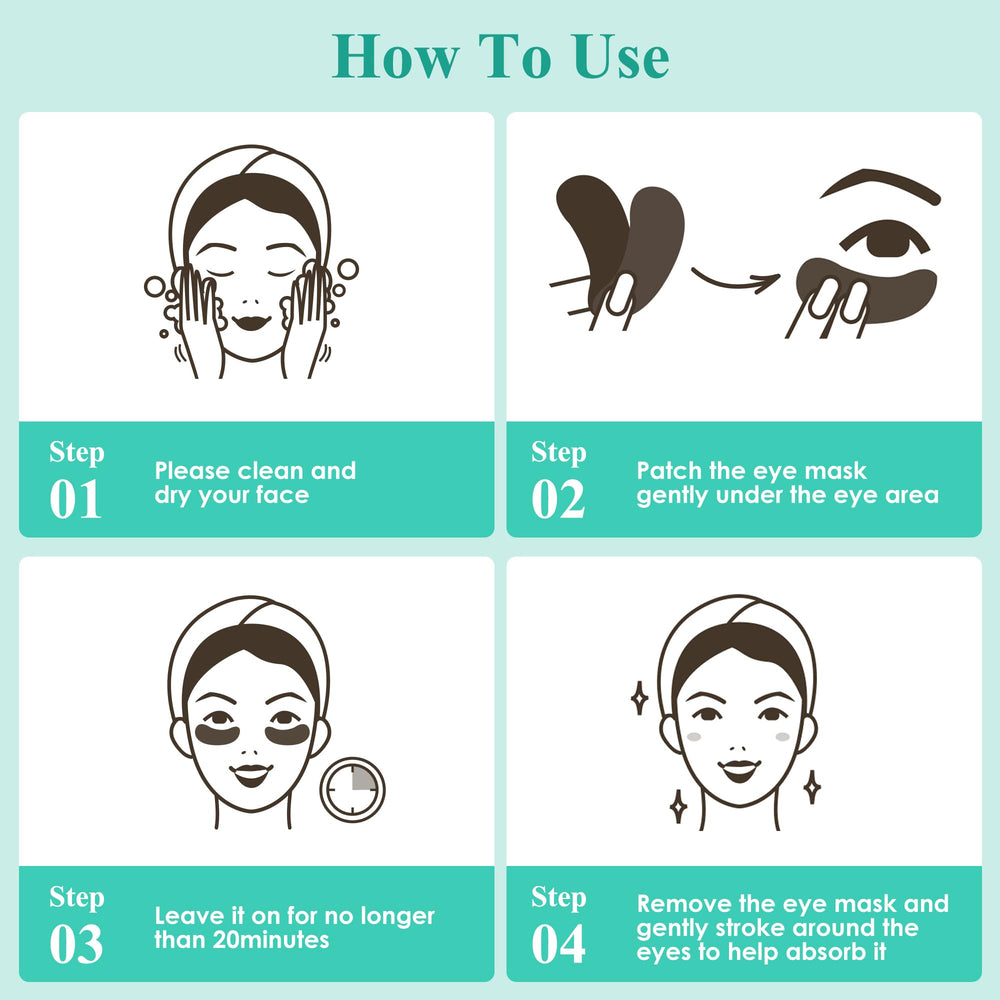Taimand Under Eye Patches demonstration illustrates 20-minute usage for smoother eye area.