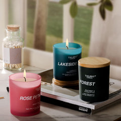 Talent Candles bamboo cover closeup preserves aroma and adds style.
