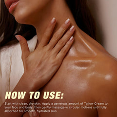 Creamy, lightweight balm absorbing into skin