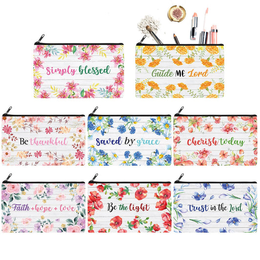 Talltalk floral Bible pouch set with vibrant patterns for daily cosmetics on the go.
