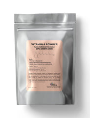 Vitamin A powder bottle label showing Retinyl Palmitate and Retinol (4 oz / 113 g) USP & Cosmetic Grade