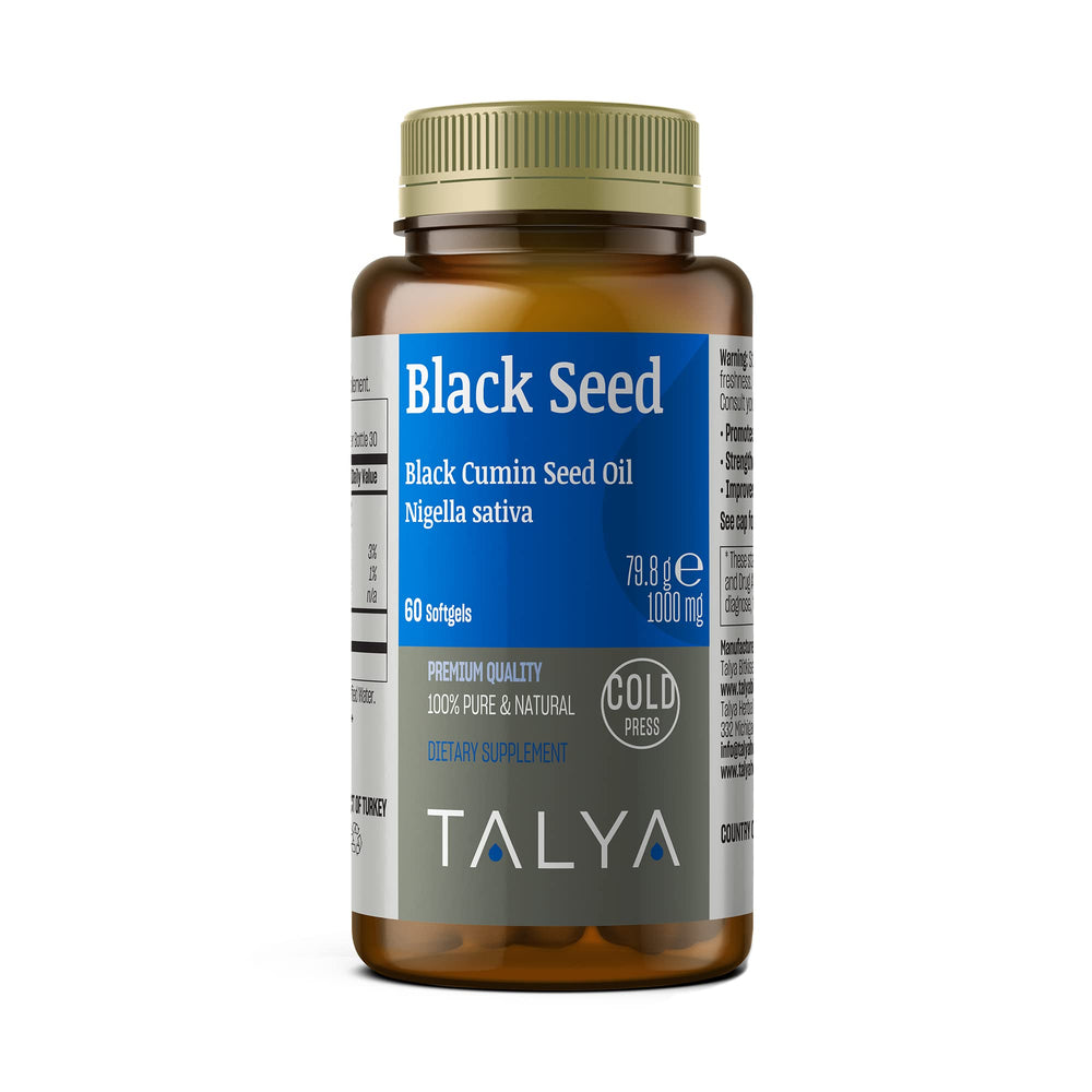 TALYA Black Seed Oil Softgel bottle with Turkish Nigella Sativa