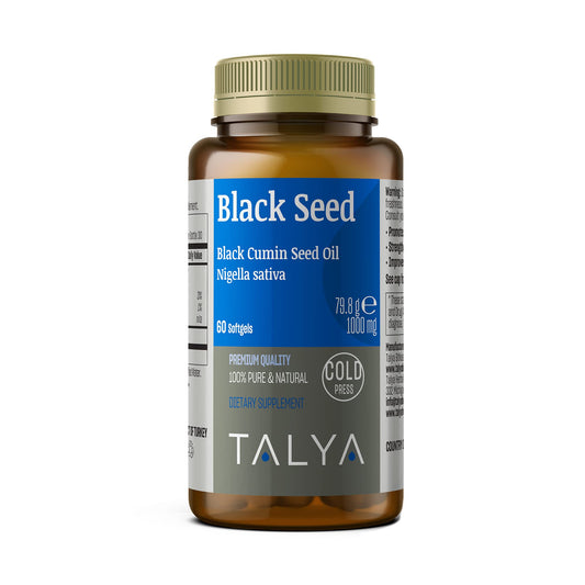TALYA Black Seed Oil Softgel bottle with Turkish Nigella Sativa