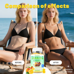 Skincare nutrients in tanning gummies zinc vitamins C and E