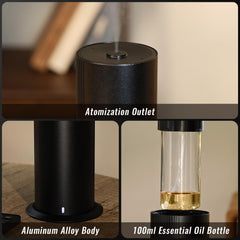 TANOXI aluminum diffuser silhouette on a modern shelf.