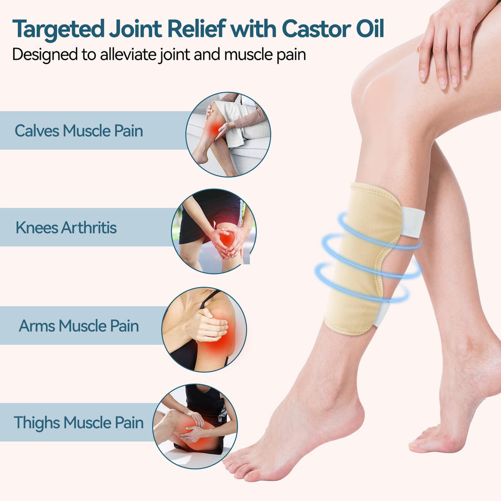 Castor oil pack wrap covering elbow area