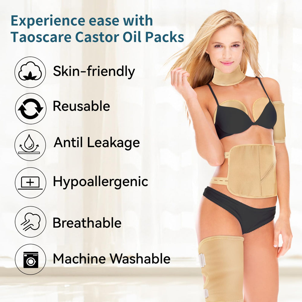 Hot and cold compress packs for Taoscare Castor Oil Pack Wrap