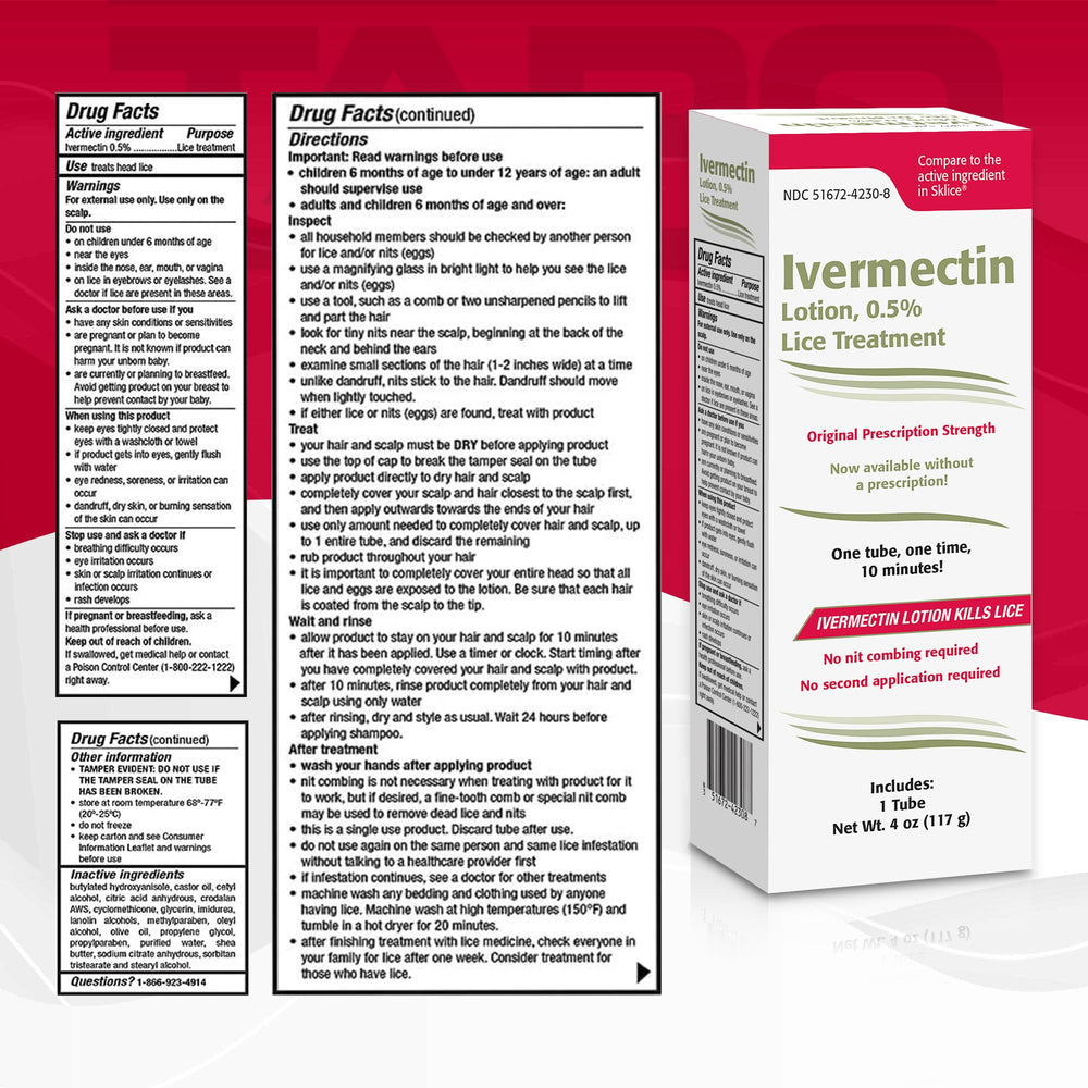 TARO Ivermectin Lotion tube seal, tamper evident for safe single use