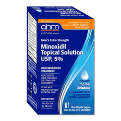 TARO Minoxidil 5% bottle promotes easy daily topical hair regrowth application.
