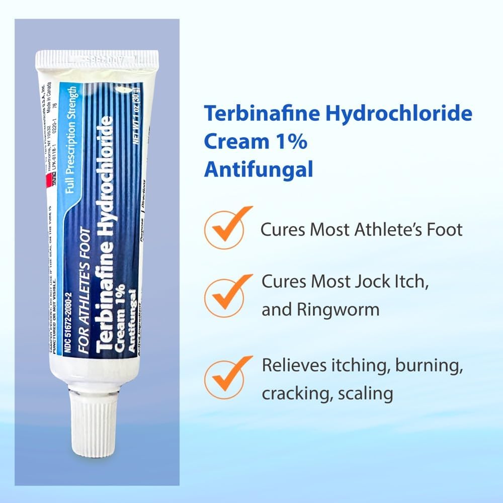 TARO Terbinafine 1% anti-fungal cream pack of two supports ongoing treatment.