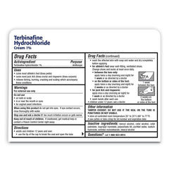 TARO Terbinafine 1% cream container highlighting prescription-strength formula.