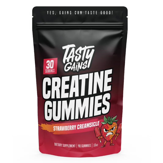 Bottle of TASTY GAINS Creatine Gummies - 90g