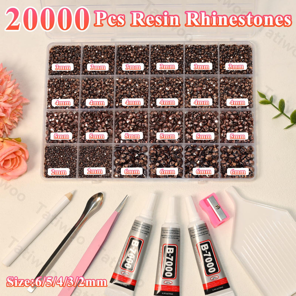 Tatiwoo bronze tan rhinestones 2-6 mm mix for delicate to bold detailing.