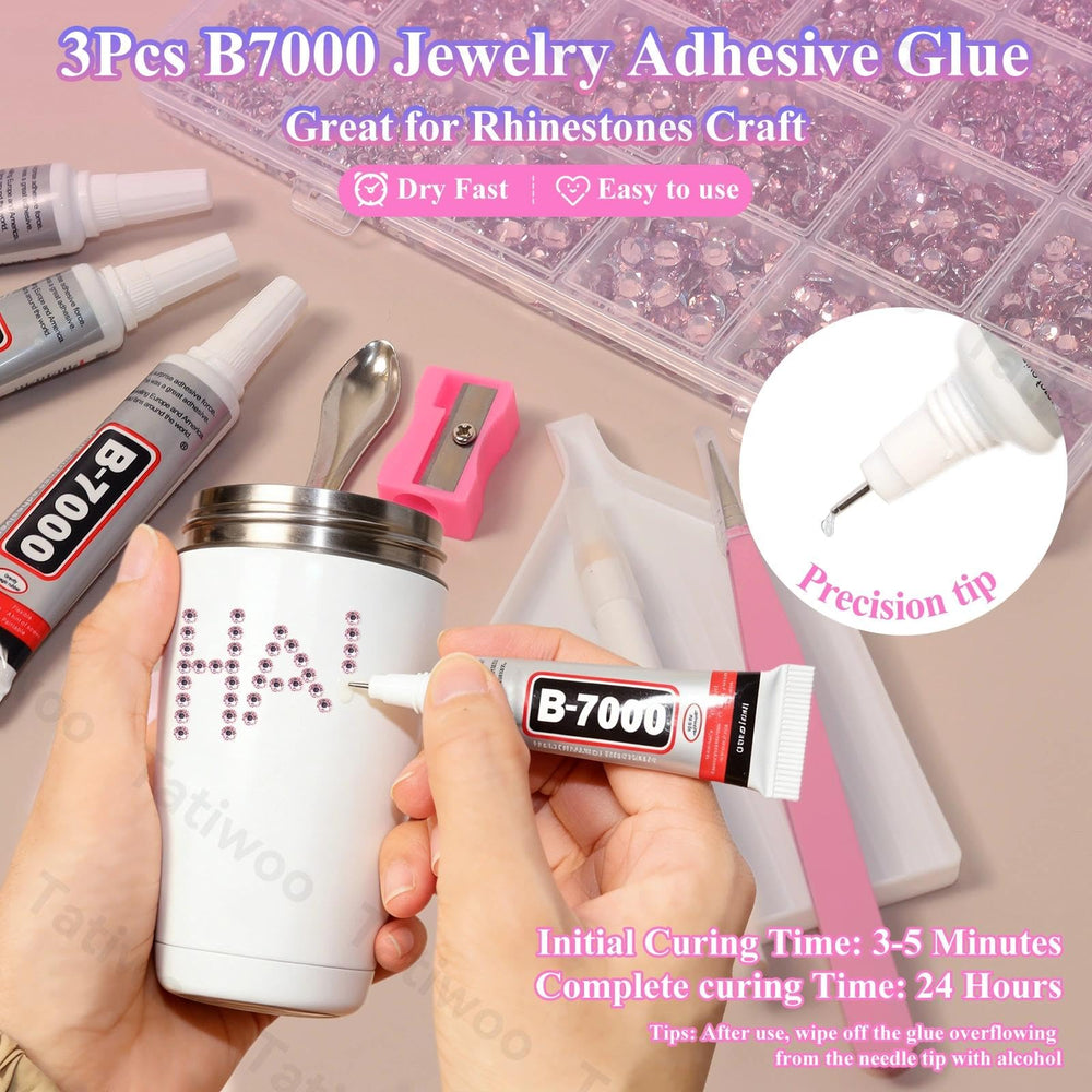 Tatiwoo complete bedazzling tool set for precise placement and secure adherence.