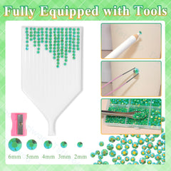 Tatiwoo 3mm dark green flatback rhinestones in a mixed-size collection