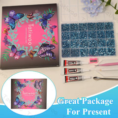Tatiwoo nail art and makeup designs enhanced by shimmering rhinestones.