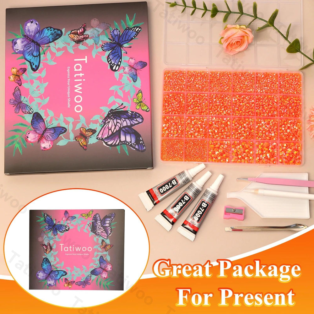 Tatiwoo orange flatback rhinestones mixed-pack for versatile DIY