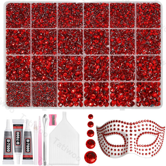 Tatiwoo Ruby Red flatback rhinestones 20k pack for sparkling embellishments