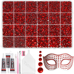Tatiwoo Ruby Red flatback rhinestones 20k pack for sparkling embellishments