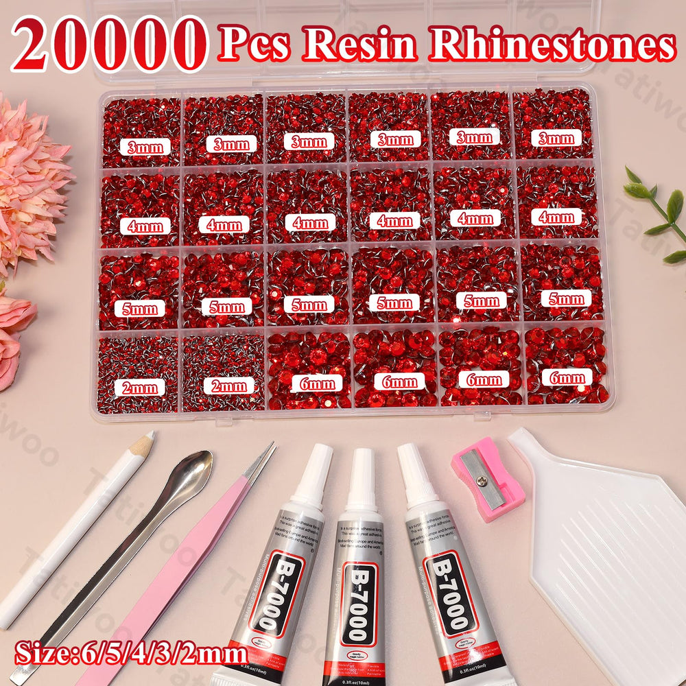 Tatiwoo Ruby Red 2mm rhinestones for precise detailing