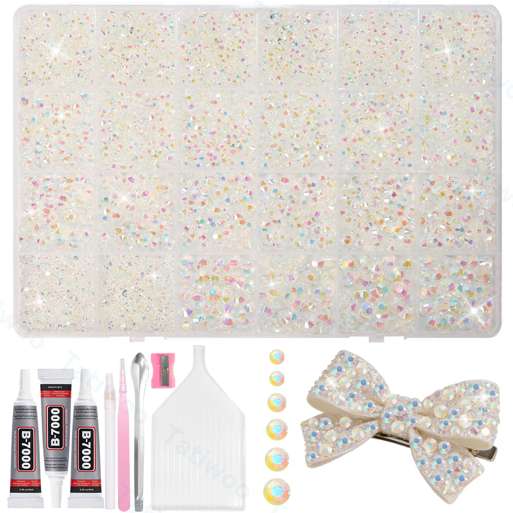 Tatiwoo transparent rhinestones close-up sparkle for DIY crafts.