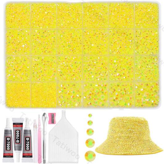 Tatiwoo yellow flatback rhinestones, 2mm, ideal for delicate fabric detailing.