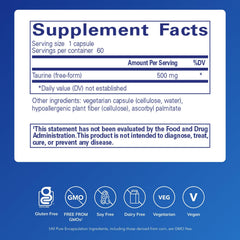 Taurine 500 mg capsules close-up