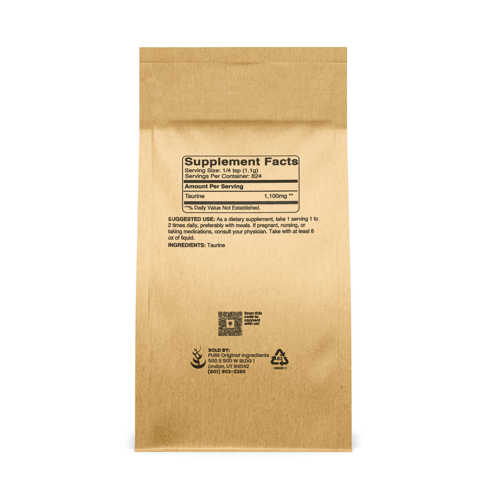 Packaging for Taurine Powder showing 2 lb size