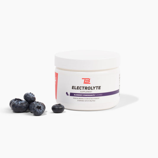 TB12 Electrolyte Powder Blueberry Pomegranate 30-serving jar front view