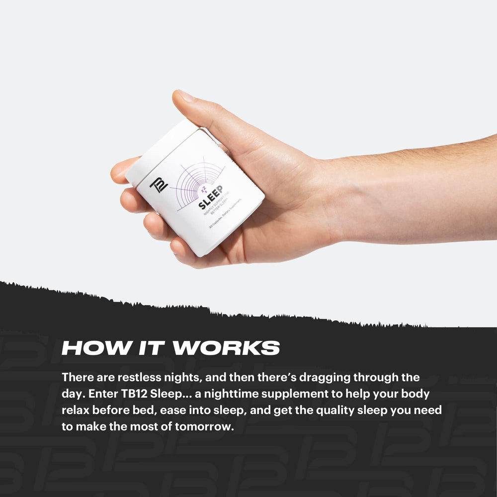 TB12 Sleep bottle label showing ingredients