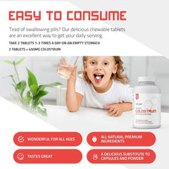 Lab-tested quality indicators for colostrum powder
